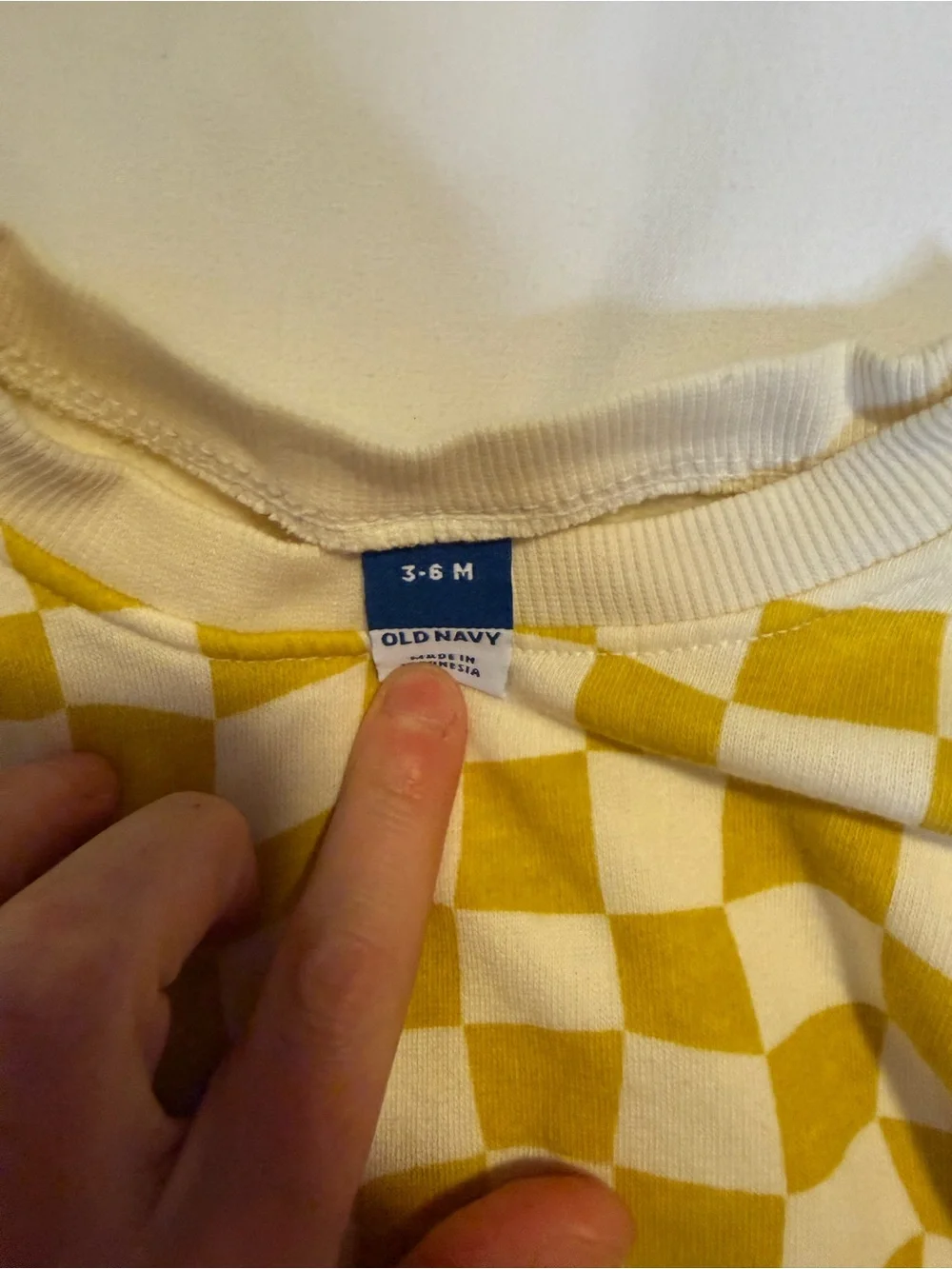 Old Navy Yellow and White Checkerboard Baby One-Piece